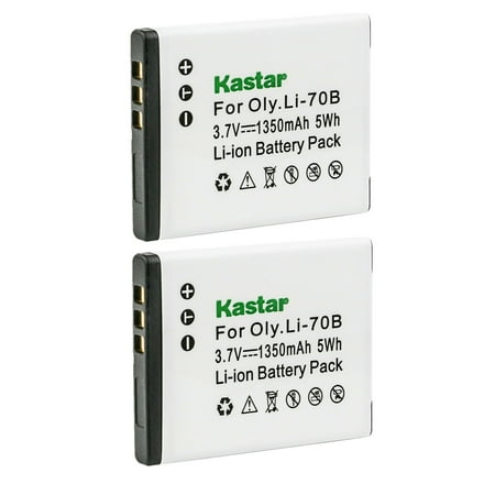 Kastar Li-70B Battery 2-Pack Replacement for Olympus Li-70B Li70B Battery Olympus Li-70C Li70C Charger Olympus VR-120 VR-130 VR-140 VR-145 X-940 X-990 Camera