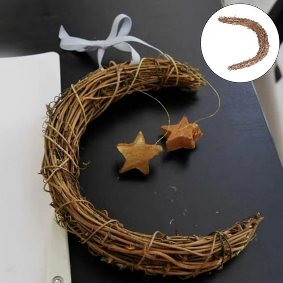 25x30cm Natural Wreaths , Moon Wreath Christmas Rattan Wreath for DIY Craft Wall Hanging Wedding Garland Frame Base
