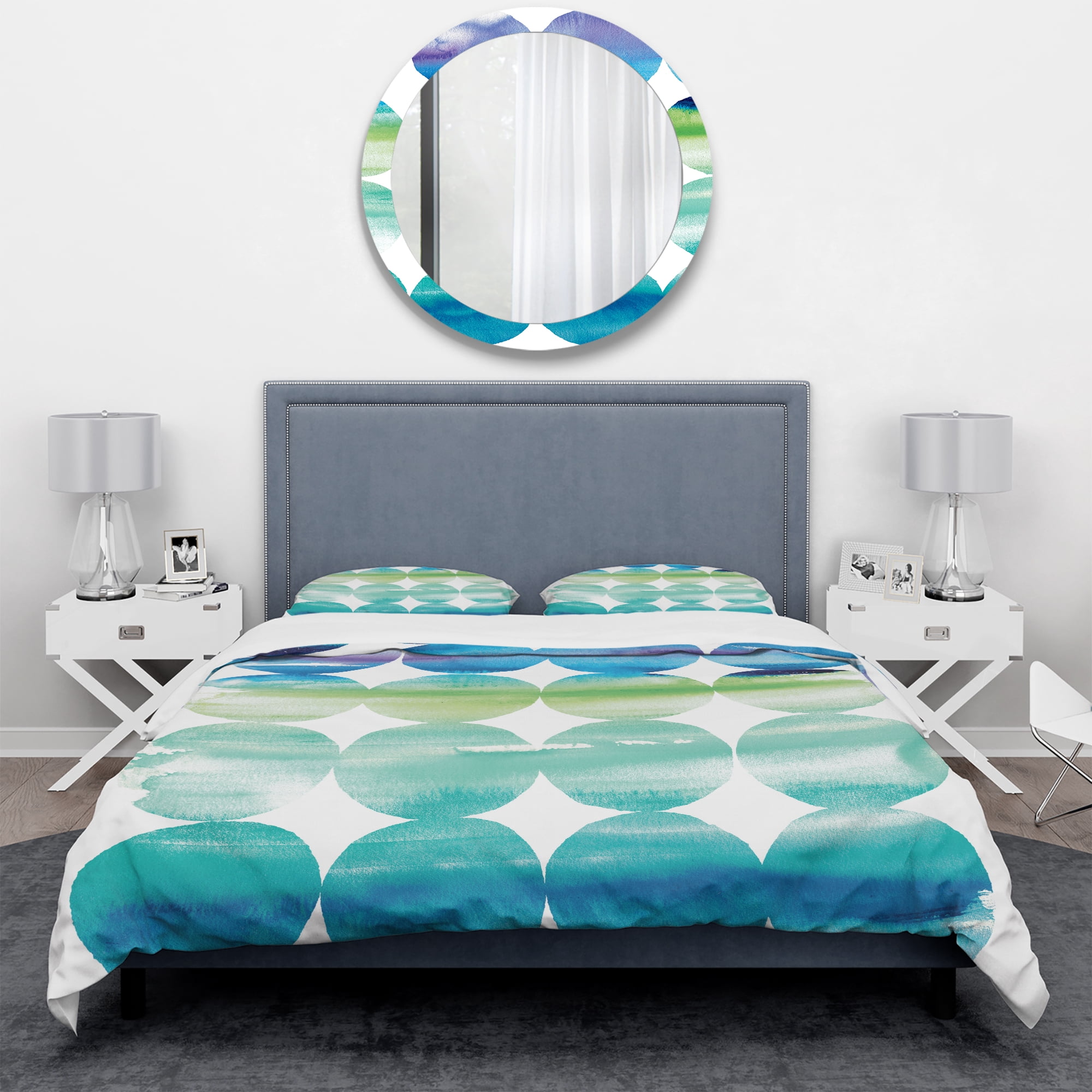Designart 'Circle Abstract Blue Colorfields I' Geometric Duvet Cover Set