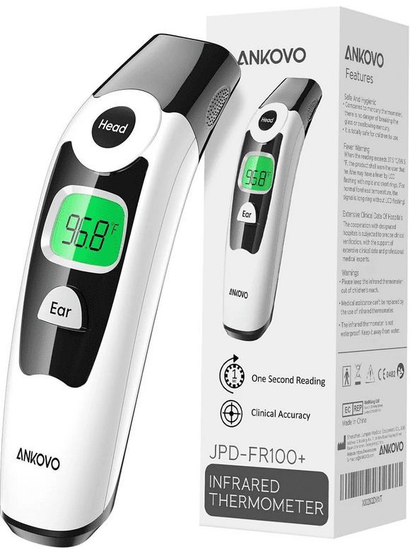 ANKOVO Dual Mode Infrared Thermometer for Baby & Kid, 1s Reading, 2 Colors Backlight, 20 Memories Recall