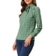 thumbnail image 4 of INSPIRAR CHIC Blusas de Trabajo para Mujeres con Cuadros y Lazo en el Cuello de Manga Larga M Verde, 4 of 8