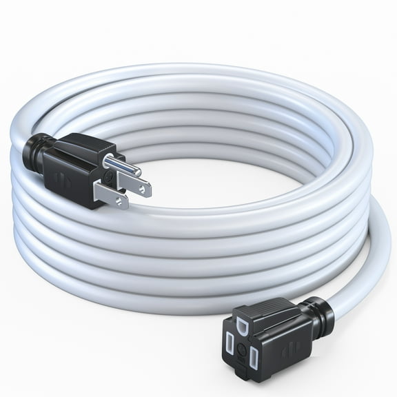 Maximm Extension Cord 3 Ft – White Indoor & Outdoor Power Cords, 16 AWG SJTW, Heavy Duty, ETL Listed, Grounded 3-Prong – Extension Cable for Home, Office & Garage