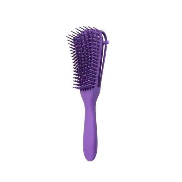 Cepillo desenredante de 8 filas, ergonómico, extraíble, universal, portátil, cepillo de masaje para desenredar el cabello para mujeres, color morado