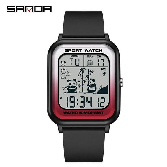 Explojoy Colorful Digital Sport Watch – Waterproof Build, Panda Dial, LED Backlight, Unisex Style