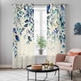 thumbnail image 5 of Blue Teal Eucalyptus Leaves Kitchen Curtains 84 Inch Length, Watercolor Vintage Botanical Grommet Top Bedroom Living Room Curtains, Light Filtering Cafe Curtain Drapes 2 Panels Set 84''x84'', 5 of 9