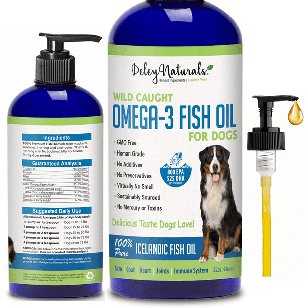 Deley Naturals Wild Caught Fish Oil Liquid Food Supplement for Dogs