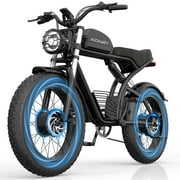 Kickwey 3000W Peak Dual Motor Electric Bicycle for Adults, 48V/23AH Battery Full Suspension Mountain Ebike, 20x4.0 Fat Tires Max 36MPH Dirt Bike, 75 Miles Mechanical Disc Brake Motorcycle