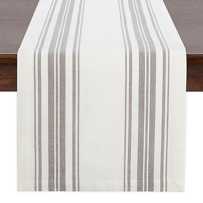 Farmhouse Living Homestead Stripe Table Runner in White/Grey
