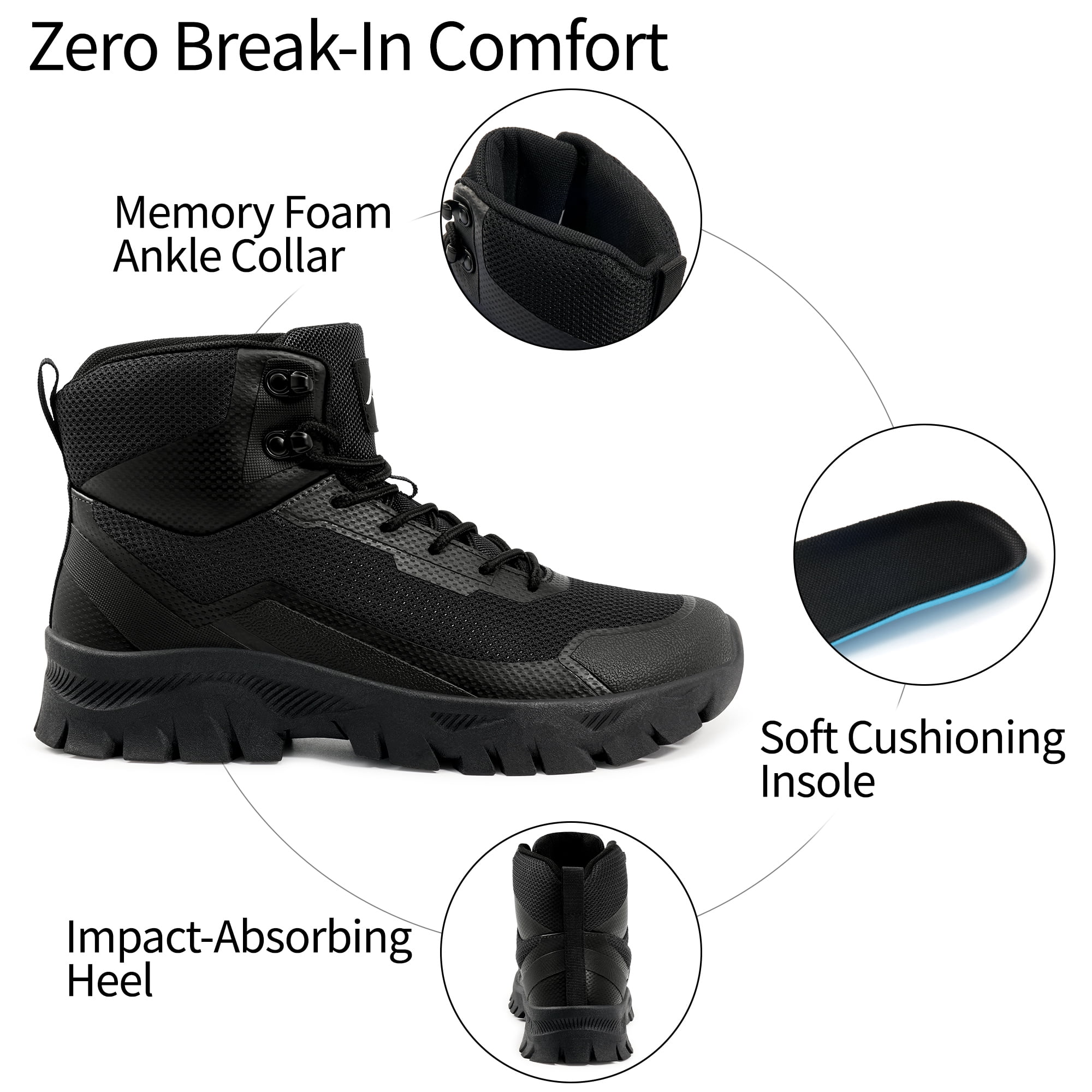 MeMoride Men's Hiking Boots Mid-Top Breathable Non-Slip Outdoor Trekking Shoes