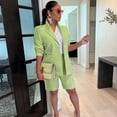 thumbnail image 4 of Conjunto de dos piezas liso e informal para mujer, conjuntos a juego, chaqueta de manga larga, abrigo y pantalones cortos, trajes de negocios elegantes para mujer de oficina, 4 of 4