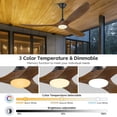 thumbnail image 4 of 60 inch Wood Ceiling Fan with Light and Remote - 3 Blades Propeller Rustic Farmhouse Design, 6 Speeds High Airflow Quiet Reversible DC Motor, Includes 3 Downrods for Living Room or Covered Patio, 4 of 11