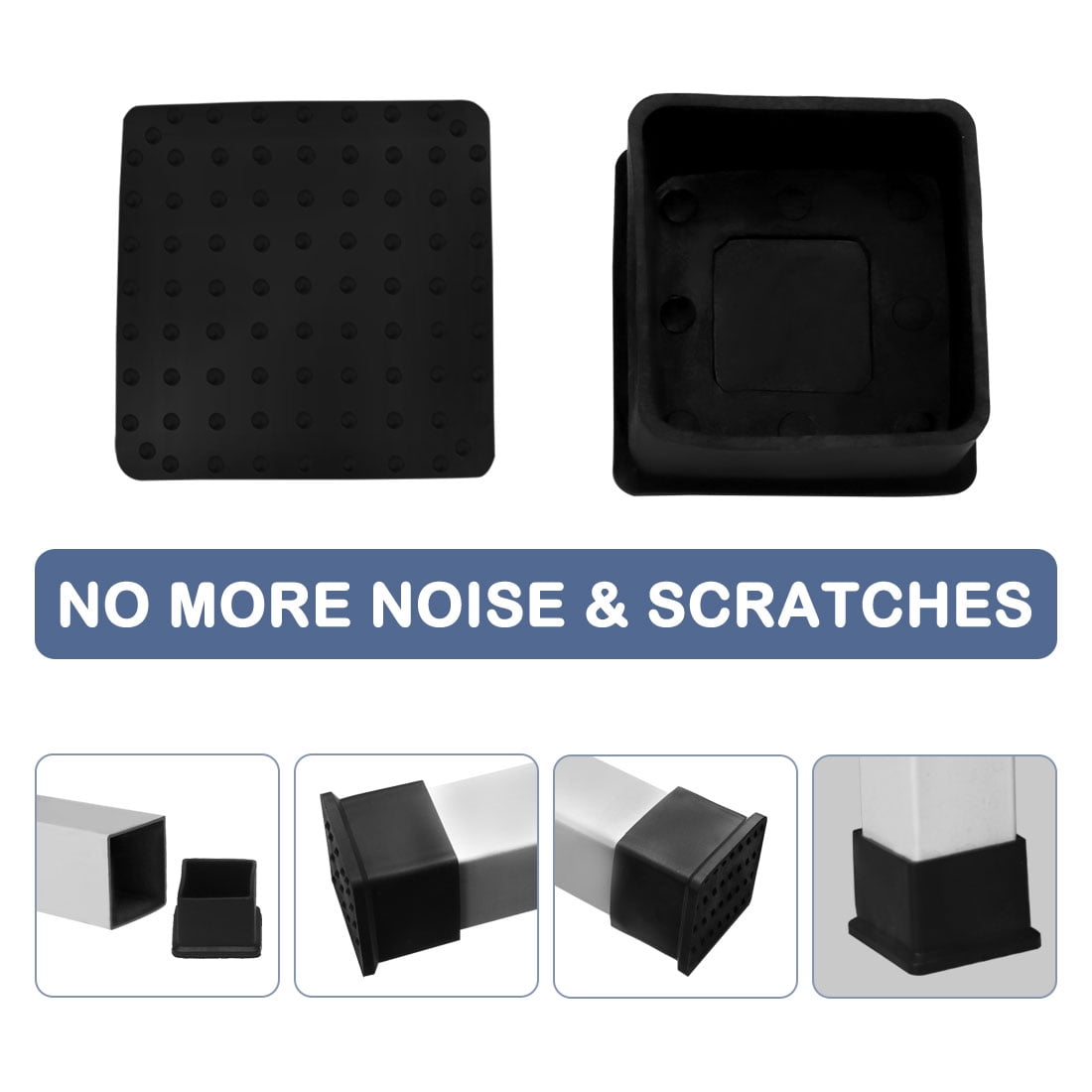 Unique Bargains Polyvinyl Chloride Table Leg Caps Protector 4 Pcs 1.97" x 1.97"