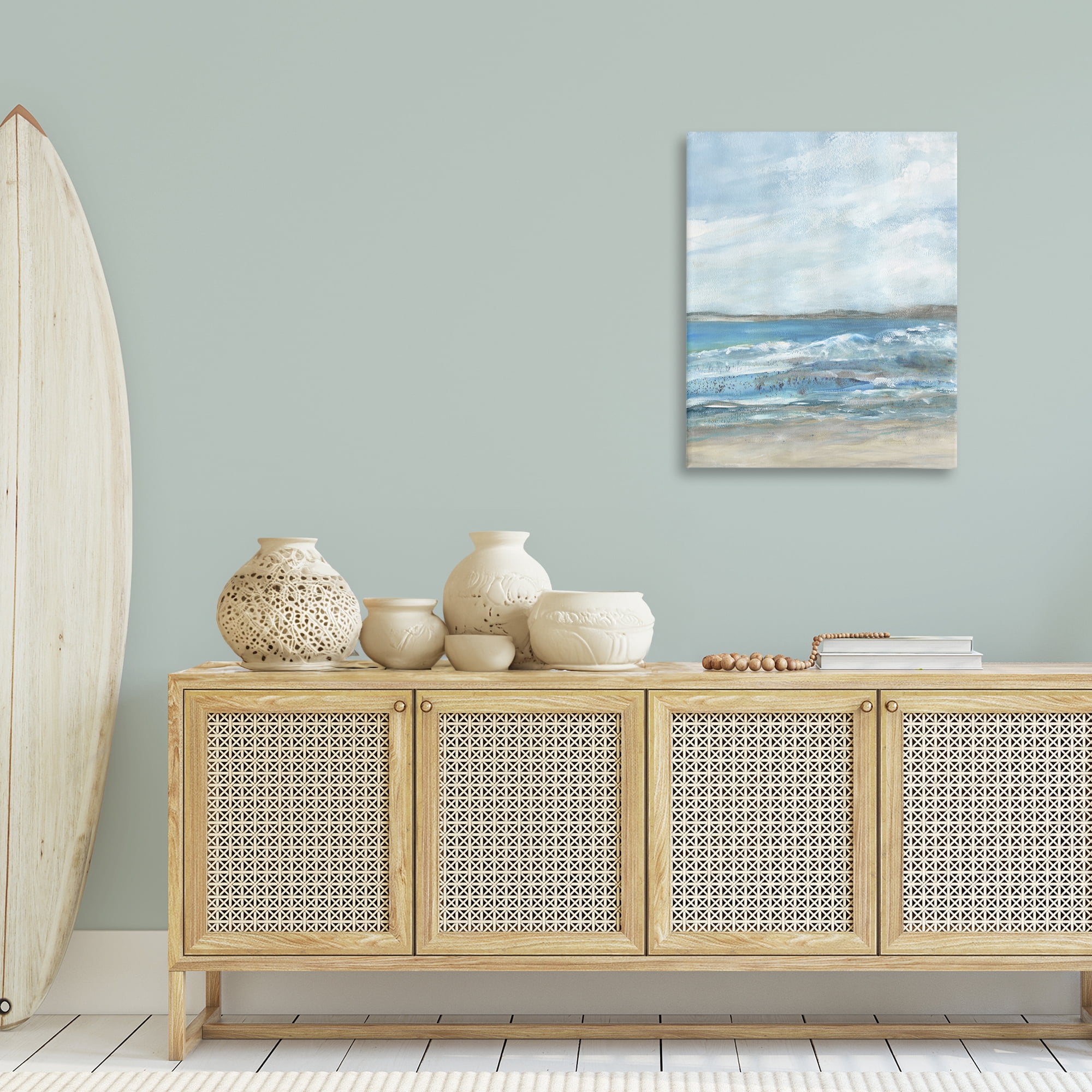 Stupell Industries Sandy Surf Beach Landscape & Nature Painting Wrapped Canvas Art Print Wall Art, 24 x 30