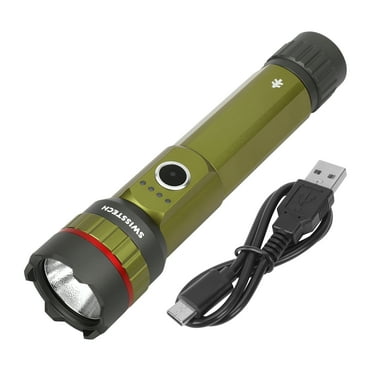 Swiss Tech Taglich 5000 Lumen LED Rechargeable Flashlight, IP67 Waterproof, with Magnet on Tailcap