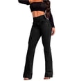 thumbnail image 2 of LYMAYTER Flare Jeans for Women Trendy Comfy Flare Jeans High Waisted Stretch Slimming Bell Bottoms Jeans S-2XL, 2 of 8