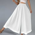thumbnail image 2 of Hpapadks Casual Pants for Women High Waist Solid Float Flowy Beach Elastic Waist Wide Leg Chiffon Palazzo Pant Womens Slacks White L, 2 of 5