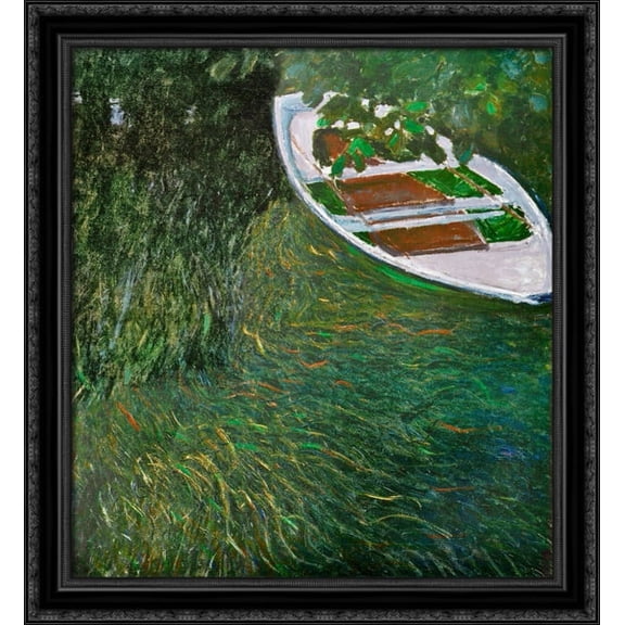 The Row Boat 28x32 Large Black Ornate Wood Framed Canvas Art by Claude Monet