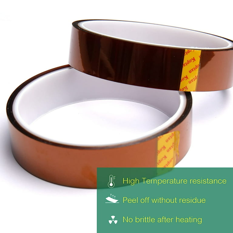 A-sub 2 Rolls Heat Resistant Tape 20mm, No Residue, Heat Transfer Tape for Sublimation, High Temperature Tape for Heat Press, Sublimation Tape, 52ft