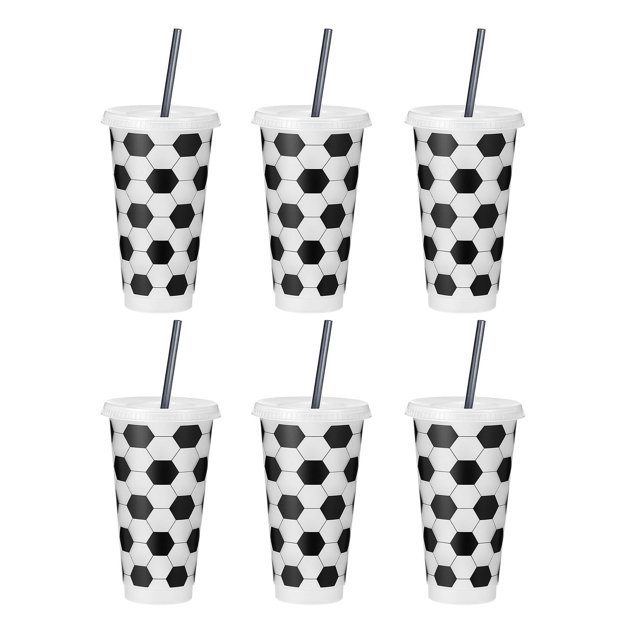 Vaso reutilizable de fútbol de 710 ml, botella de plástico de 24 oz, vaso con temática de fútbol, artículos para fiestas deportivas, recuerdos de fiesta.