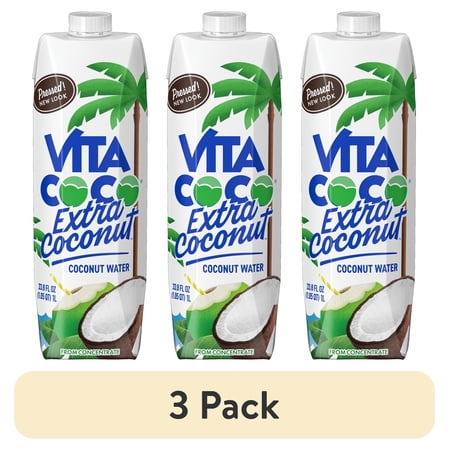 Vita Coco Extra Coconut Coconut Water, 1 Liter, 3 Pack