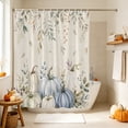 thumbnail image 4 of Blue Green Fall Thanksgiving Shower Curtain, Waterproof Shower Curtains for Bathroom, Maple Leaf Pumpkin Rustic Washable Fabric Bathtub Curtain Set Bath Decor with 12 Hooks Stall 36"x72", 4 of 8