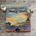 thumbnail image 3 of Ambesonne Italy Quilted Bedspread Set 3 Pcs, View of Vatican Rome, King Size, Multicolor, 3 of 3