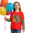 thumbnail image 5 of Unisex Kids Mardi Gras Shirts Boys Girls Striped Long Sleeve Shirt Funny Graphic Tee Tops Spring Summer Fashion Clothes Red 2-3 Years, 5 of 5
