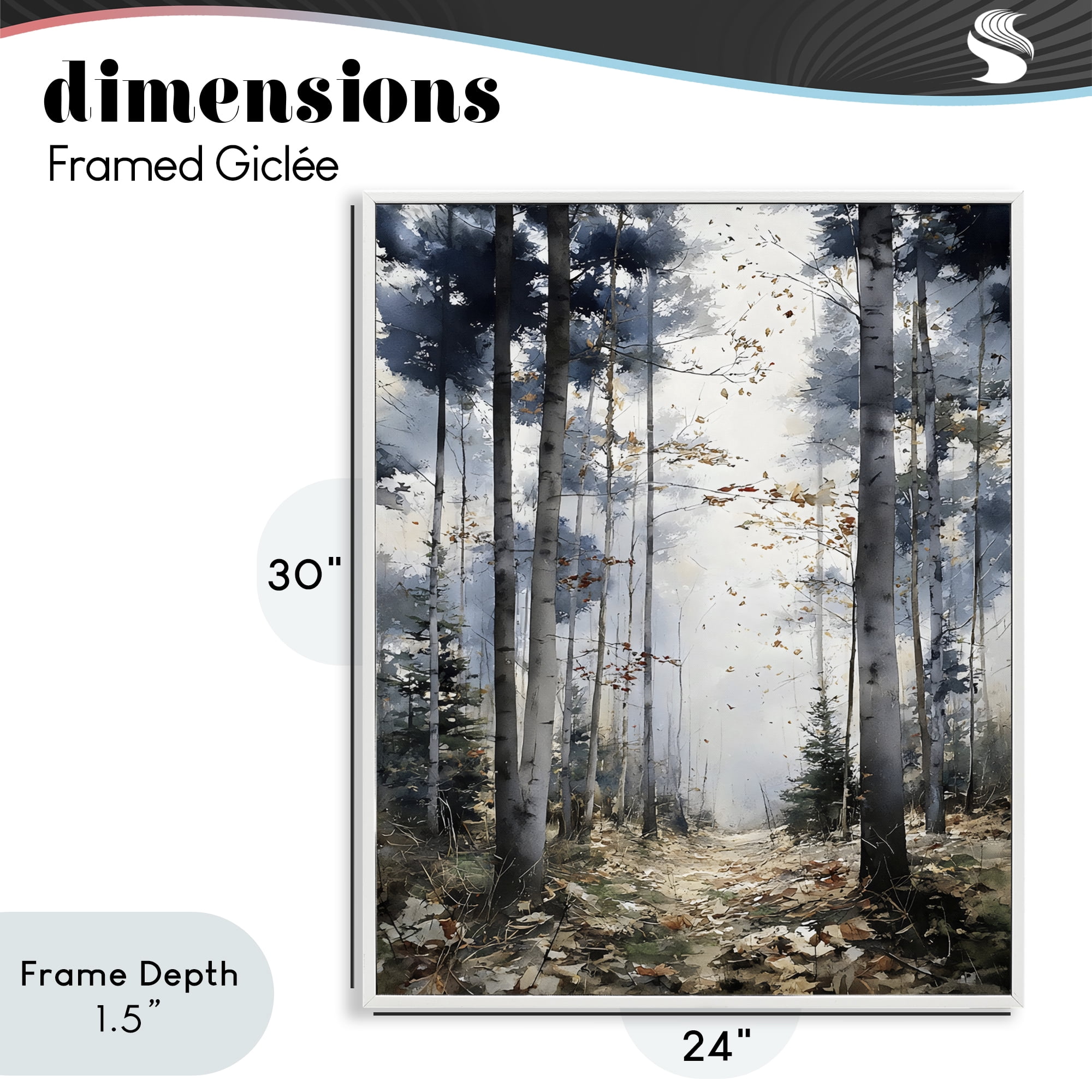 Stupell Industries Cold Woods Birch Forest White Framed Giclee Art, design by Franklyn Gregory