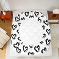 thumbnail image 5 of Homewish Cute Loves Pattern Bed Sheets,Abstract Graffiti King Sheets,White Black Sheet Set For Girls Kids,Ultra Soft Home Decor,4pcs, 5 of 7