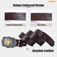 thumbnail image 2 of WHIPPY Western Belts for Men Women Cowboy Cowgirl Genuine Leather Belt Longhorn Bull Buckle, 2 of 10