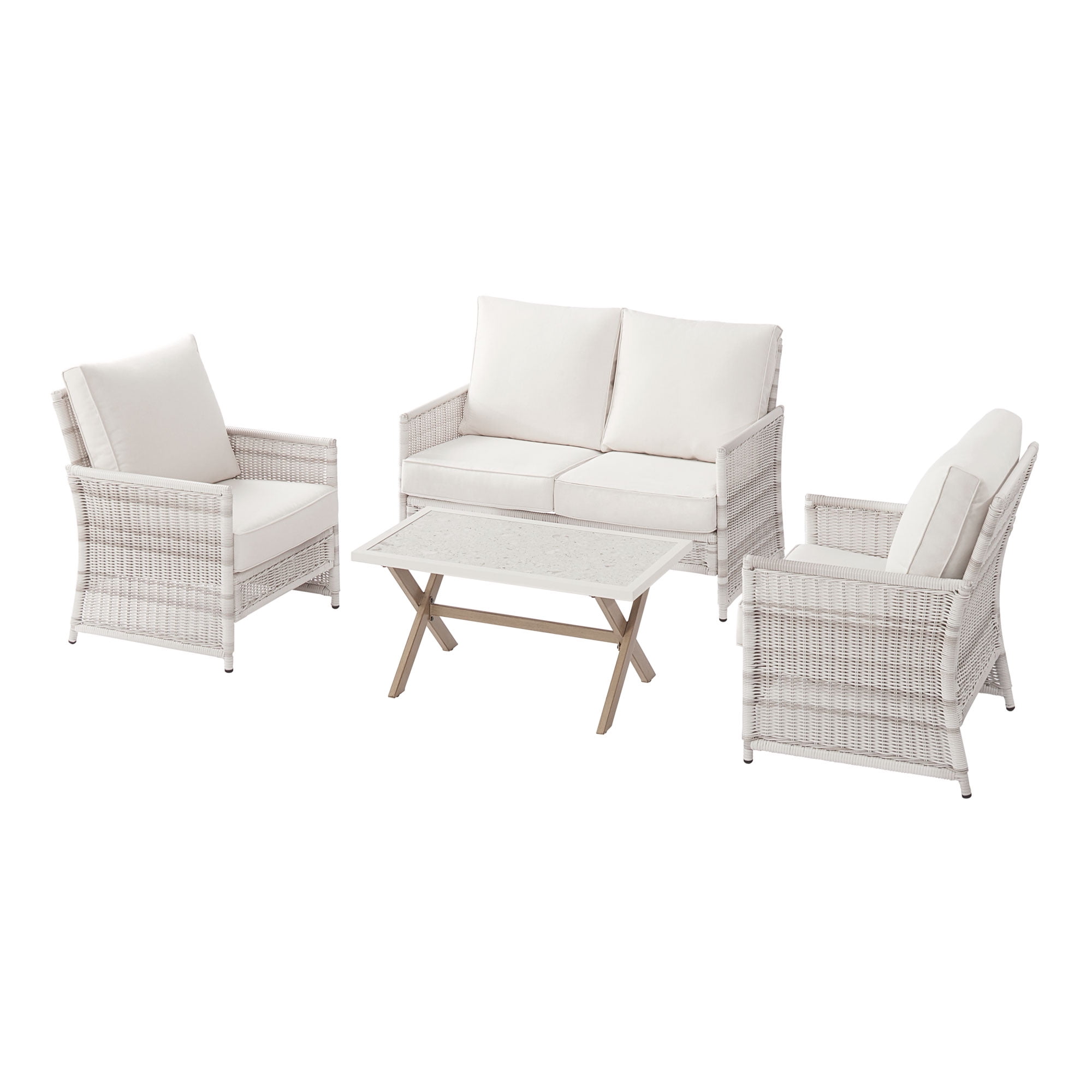 Better homes & gardens sandcrest seagrass outdoor on sale wicker 4 piece conversation set with adjustable table