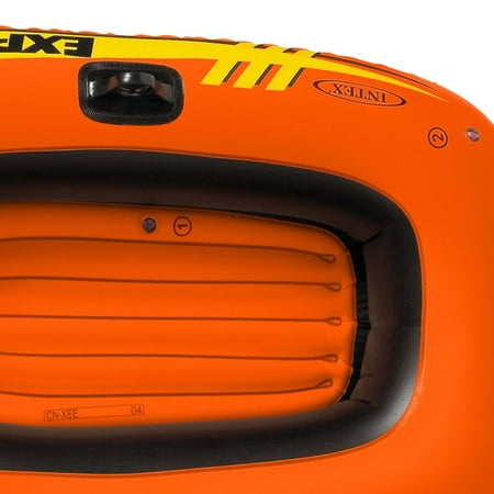 Intex 58329EP Explorer 100 1 Person Youth Kids Pool Lake Inflatable Raft Row Boat with 2 Air Chambers, Rigid Design, and Bow Tow Rope