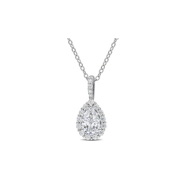 1.29 Carat (Ctw) Lab-Created Moissanite Teardrop Solitaire Pendant Necklace in Sterling Silver with Chain for Women