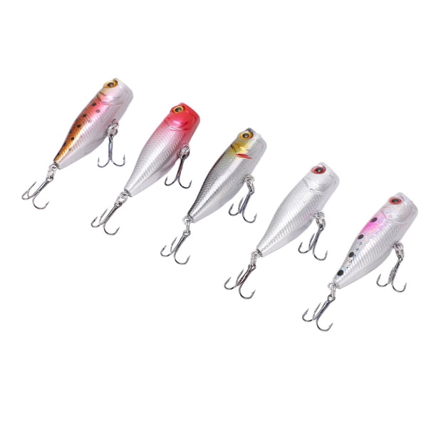 Señuelos de pesca, 5 piezas, 4,5 cm/3,5 g, cebos de pesca, señuelos popper de superficie, diseño aerodinámico