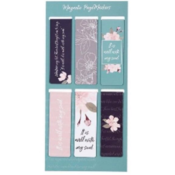 Christian Art Gifts  It is Well Magnetic Pagemarker Bookmark - Set of 6