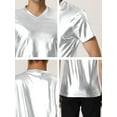 thumbnail image 6 of Lars Amadeus Men's Metallic Shiny Nightclub Short Sleeve Party Disco T-Shirt, 6 of 6