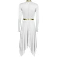 thumbnail image 4 of YiZYiF Women's Metallic Liturgical Praise Dance Dress Long Sleeve Asymmetrical Worship Tunic Dresses White M, 4 of 6