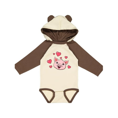 

Inktastic Cute Pig with Hearts Gift Baby Boy or Baby Girl Long Sleeve Bodysuit