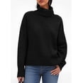 thumbnail image 2 of Suéter PRETTYGARDEN 2025 de corte holgado con cuello alto negro M, 2 of 5