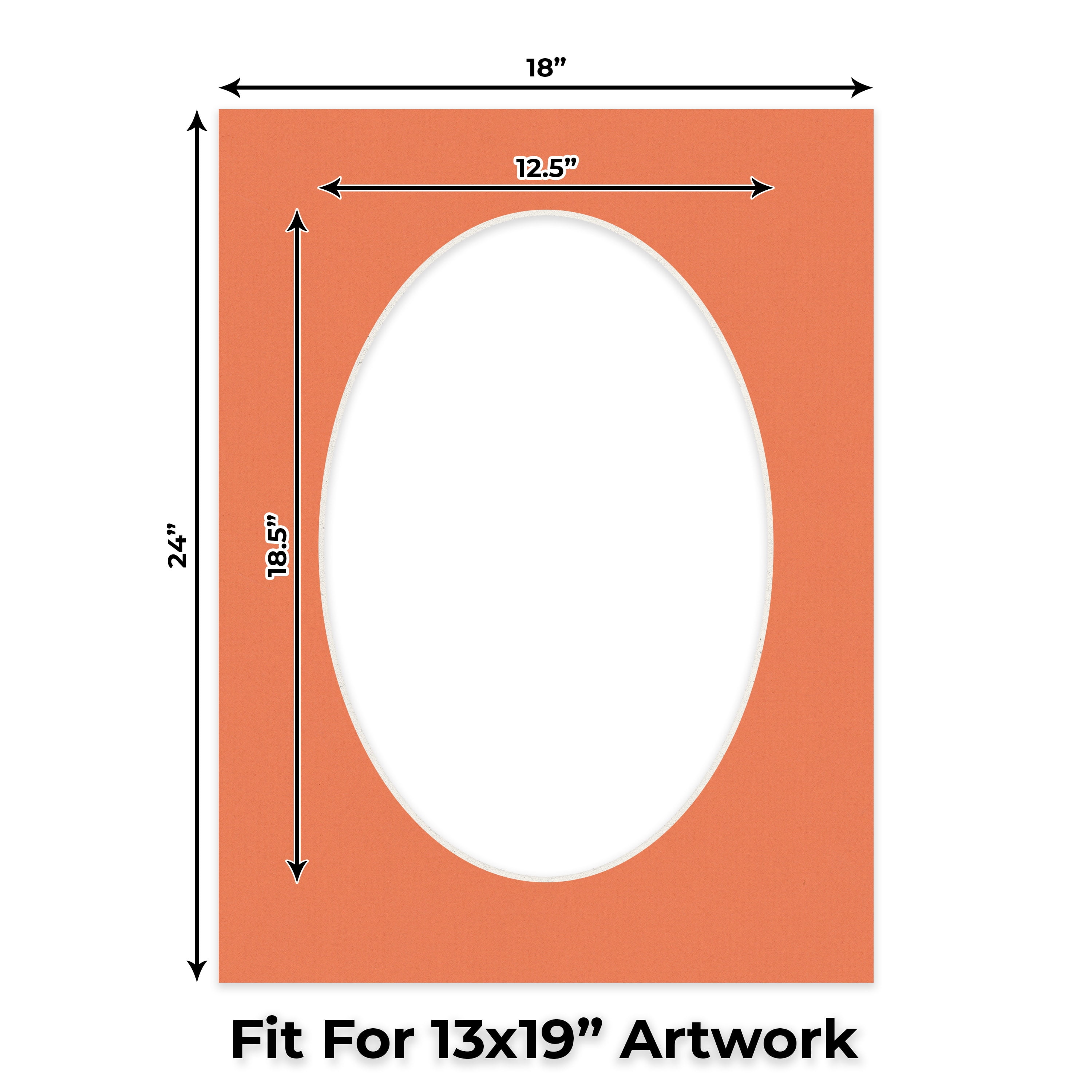 Carnelian Orange Picture Frame Mat for 18x24 Frames - Oval Opening for 13x19 Photos - 10 Mats