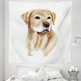 thumbnail image 1 of Yellow Lab Tapestry, Digital Modern Illustration of Dog Portrait Watercolor Style, Fabric Wall Hanging Decor for Bedroom Living Room Dorm, 5 Sizes, Camel Pale Brown and White, by Ambesonne, 1 of 1