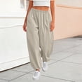 thumbnail image 2 of BUIGTTKLOP Cargo Joggers for Women High Waisted Casual Pants Baggy Loose Fitted Summer Pants with Pockets, 2 of 6