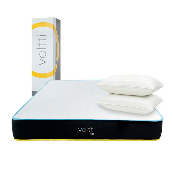 Colchón en Caja Voltti Flip Doble Confort Queen 20 CM + Almohadas