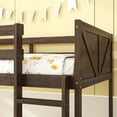 thumbnail image 5 of PORKISS Low Bunk Beds for Kids, New Upgraded Twin Over Twin Floor Bunk Bed with Ladder, Modern Bedroom Furniture Wood Bunk Bed for Boys Girls Teens, Easy Assembly, Antique Dark Oak, 5 of 12