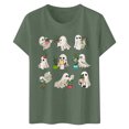 thumbnail image 4 of Halloween Shirts for Women Fashionable Floral Print Short Sleeve T Shirt For Day Celebration Round Neck Top Womens T-Shirts and Green L, 4 of 4