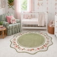 thumbnail image 3 of Lahome Washable 4' Round Scalloped Area Rug, Green Floral Rugs for Living Room, Soft Non-Slip Low Pile Stain Resistant Boho Carpet for Bedroom Nursery Kid Room Playroom, Green, 3 of 10