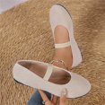thumbnail image 5 of Domuza Women's Mary Jane Flat Shoes with Elastic Strap, Soft Faux Suede Slip On Casual Walking Flats, Comfortable Low Profile Everyday Footwear for Work Office Daily Wear White 7.5（EU-39）, 5 of 6