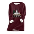 thumbnail image 2 of Hauts Chauds pour Femmes Mode Noël Impression Manches Régulières Hiver Ample Vacances Décontracté Manches Col Rond Chemise Hauts Mignons Chandails à Capuchon pour Adolescentes en Liquidation, 2 of 5