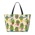 thumbnail image 2 of Kdxio Cute Cartoon Cactus for Beach Bag for Women Large Beach Tote Bag Waterproof Sandproof Swim Bag with Zipper Pockets Beach Vacation Travel, 2 of 7