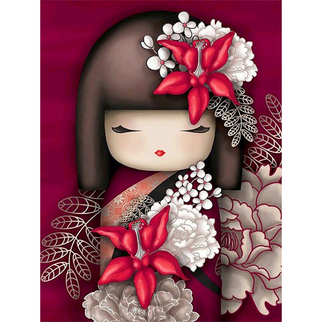 Diamante (DB1636) Cuadro de diamantes de imitación de arte mosaico cuadrado de muñeca japonesa (W614) 30x40cm Hugtrwg Para estrenar